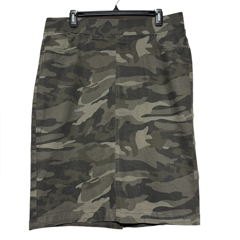 Be‎ Girl Camo Print Long Modest Denim Jean Pencil Skirt Size M Pull On Stretch